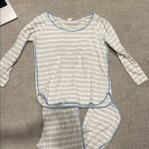 Striped women’s Pajamas with Blue Trim